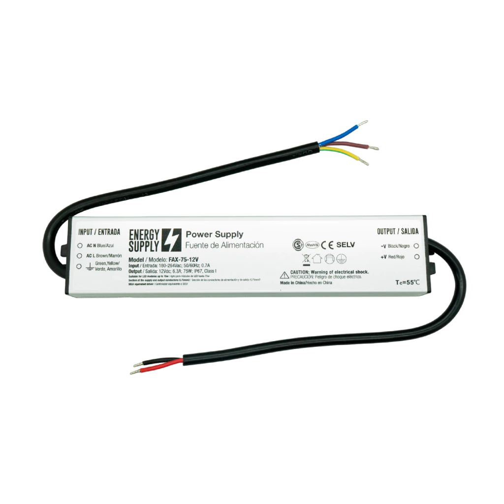 Fuente de Poder LED 24V 75W 3A Exterior IP67 - Impermeable Profesional