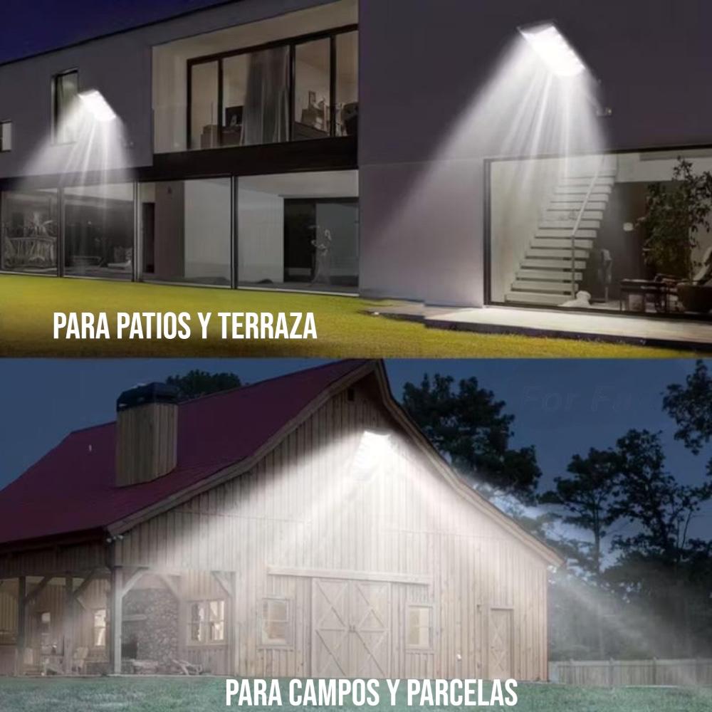 INV-Austral – Foco solar LED exterior 1200W IP67, ideal para jardín, patio o terraza. Energía solar y control remoto incluidos. Chile