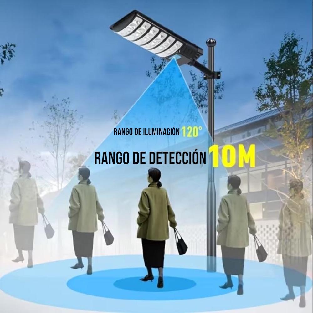 INV-Austral – Foco solar exterior LED 1200W IP67, ideal para iluminar caminos y áreas agrícolas de noche con energía solar. Chile