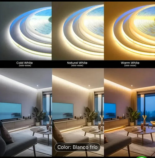 INV-Austral – Cinta LED 5050 12V Inversiones Austral, luz fría, natural y cálida para iluminación eficiente de interiores. Chile
