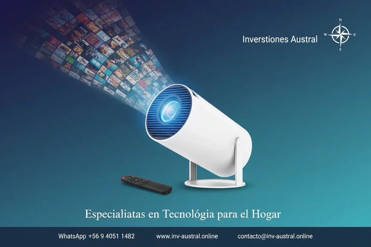 INV-Austral – Proyector portátil UHD 4K con aplicaciones de streaming, ideal para cine en casa y presentaciones tecnológicas. Chile